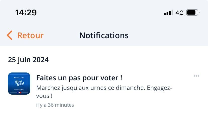 Notification envoyée par We Ward à ses utilisateurs